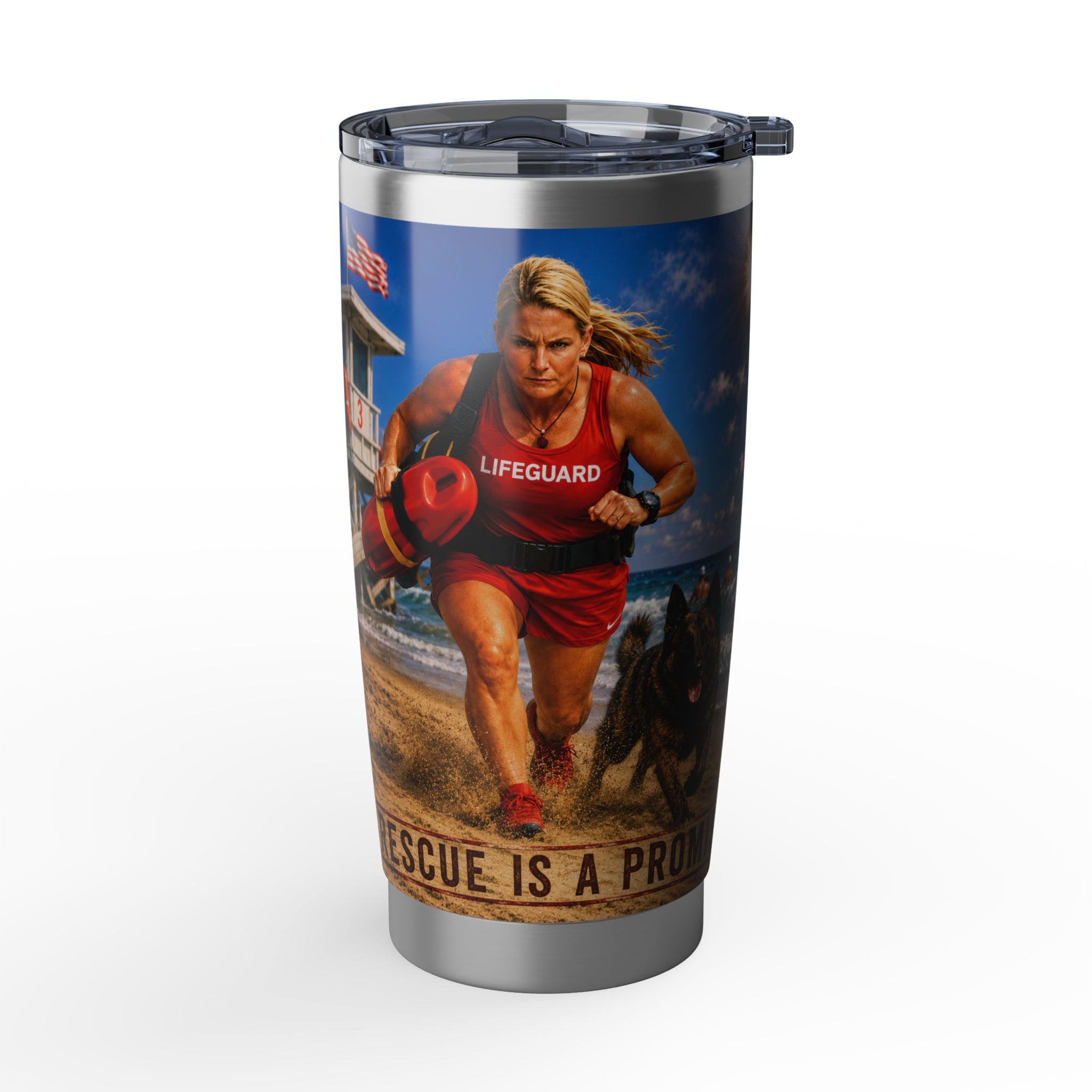 Beach Rescue Tumbler — 'Promise Rescue' Lifeguard & K9 20oz Insulated Travel Mug