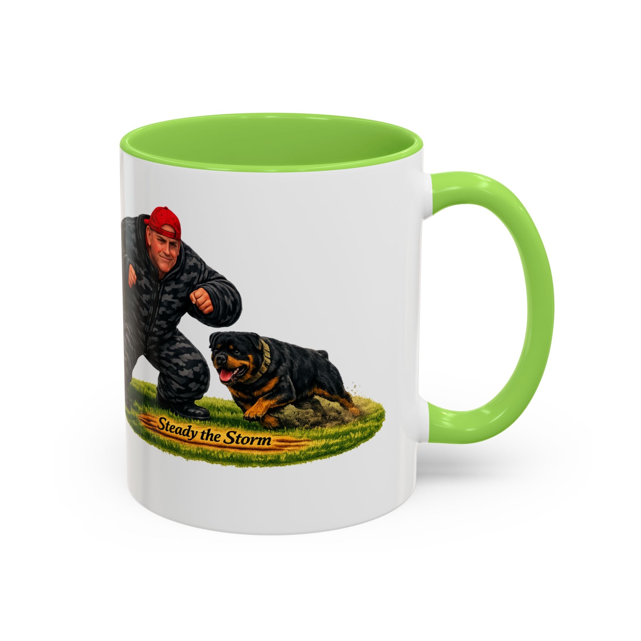 Steady the Storm Rottweiler & Handler Coffee Mug — Dog Lover Gift (11oz/15oz)