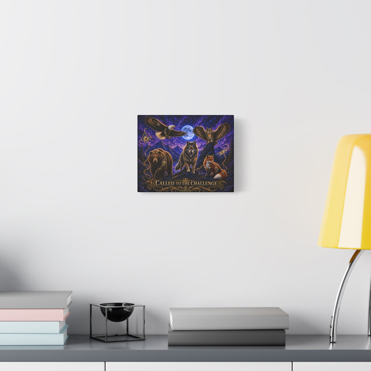 Called to the Challenge Matte Canvas Wall Art — Wolf, Bear, Eagle & Fox Nightscape