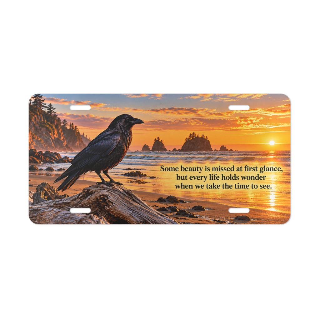 Vanity Plate – Inspirational Raven Sunset Scenic Quote License Plate