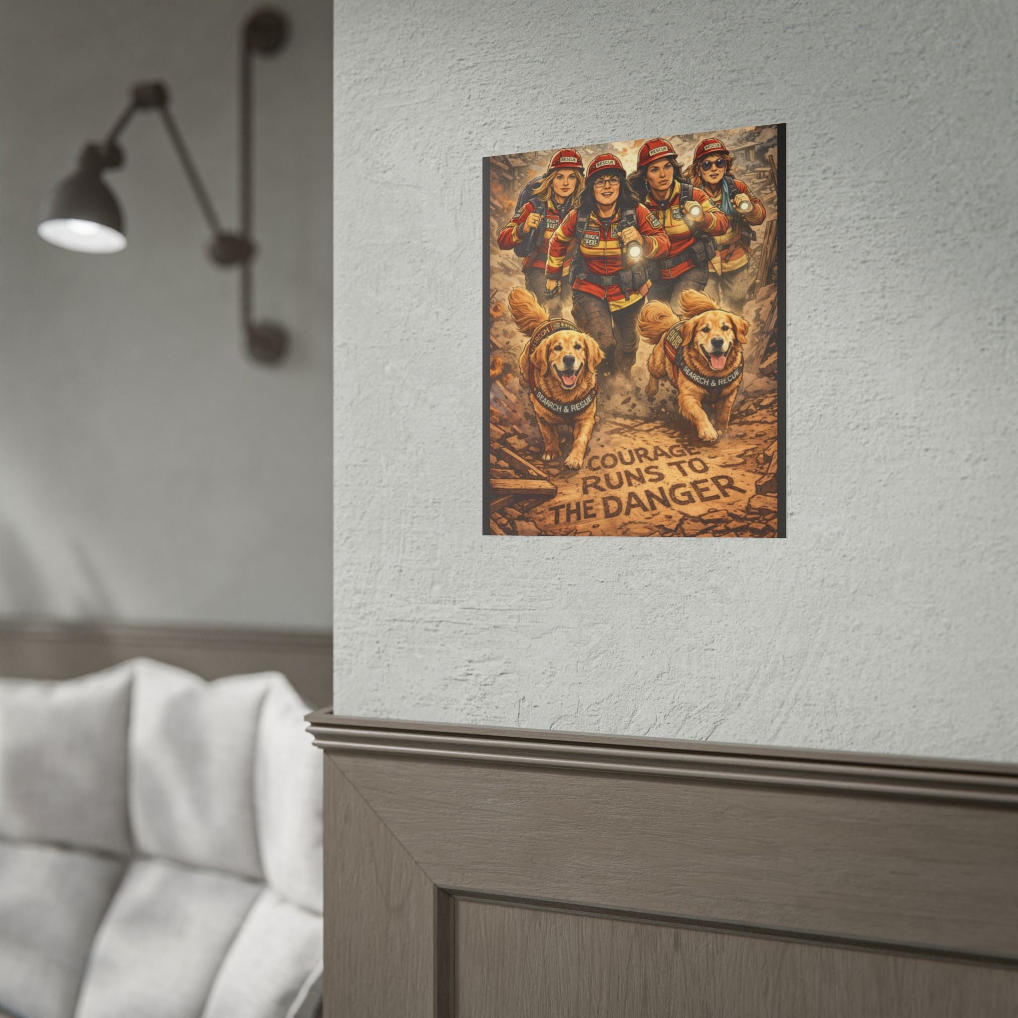 Search & Rescue Poster - "Courage Runs to the Danger" Rolled Art Print