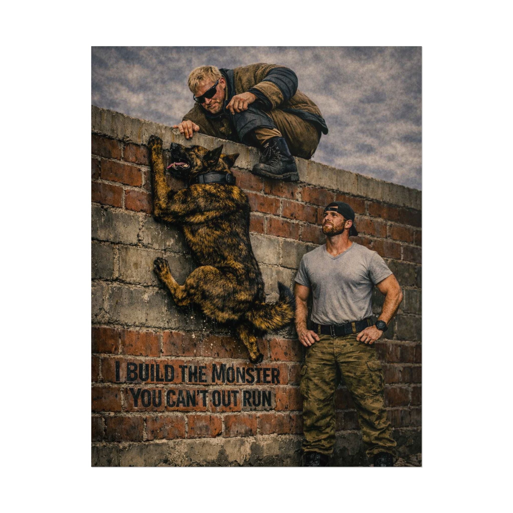 Rolled Poster — 'Build the Monster You Can't Out Run' Tactical K9 Training Art Print
