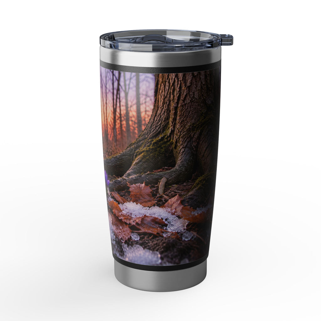 Vagabond 20oz Tumbler — Forest Scripture Sunrise Travel Mug with Inspirational Scripture