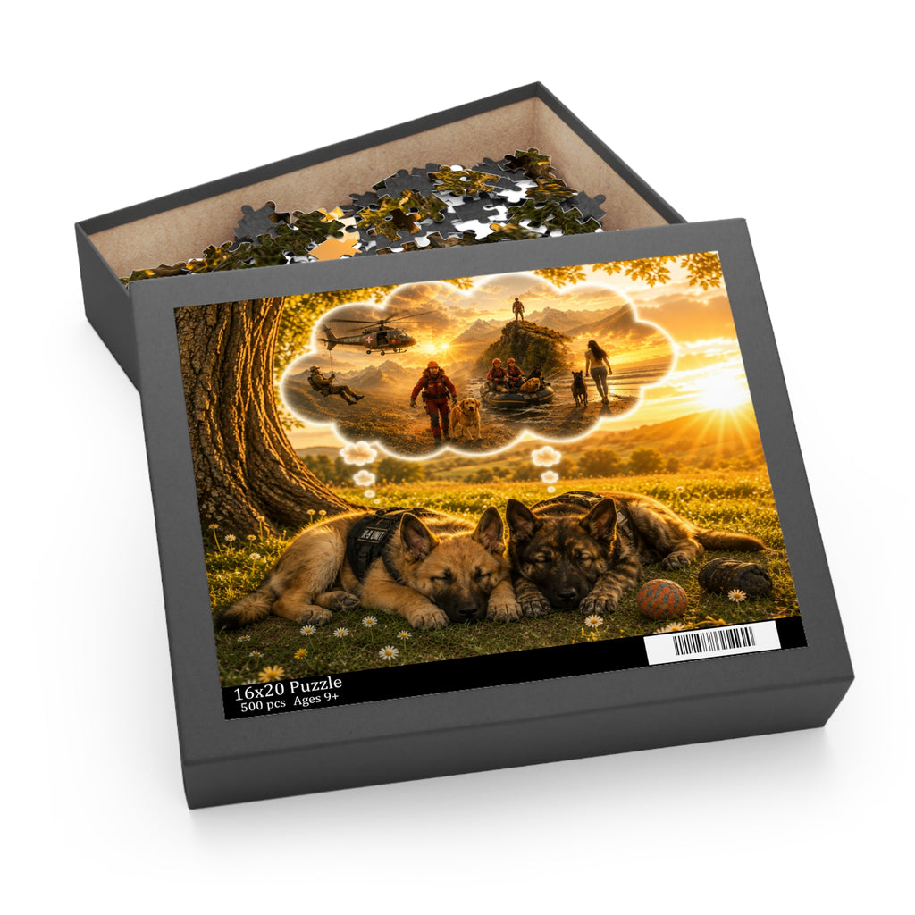 Dog Dreamscape Puzzle — Sunset Puppy Scene (120/252/500-Piece)