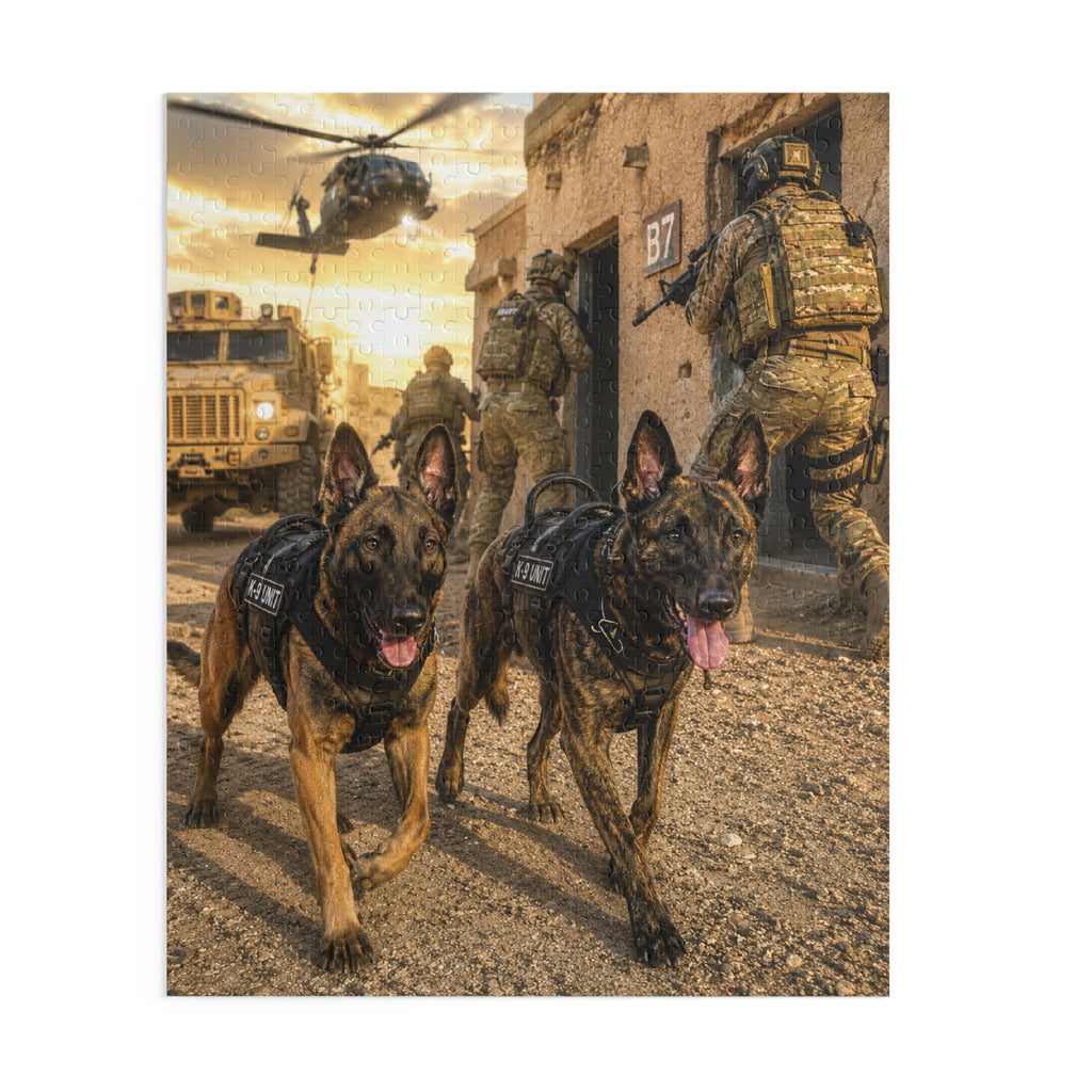 Military Working Dogs Puzzle — Tactical K9 Scene (120/252/500-Piece)