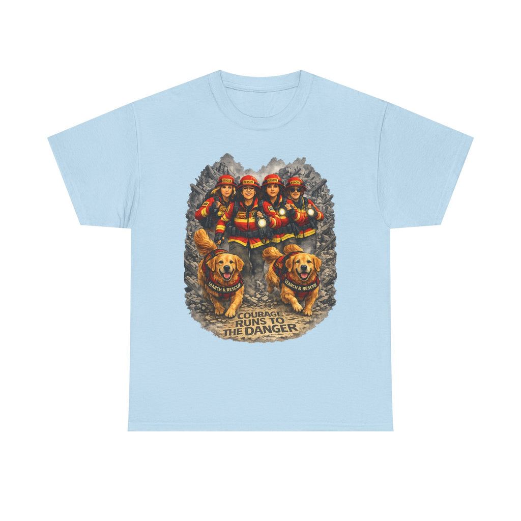 Firefighter Rescue Crew T‑Shirt — Courage Runs to the Danger Graphic Tee