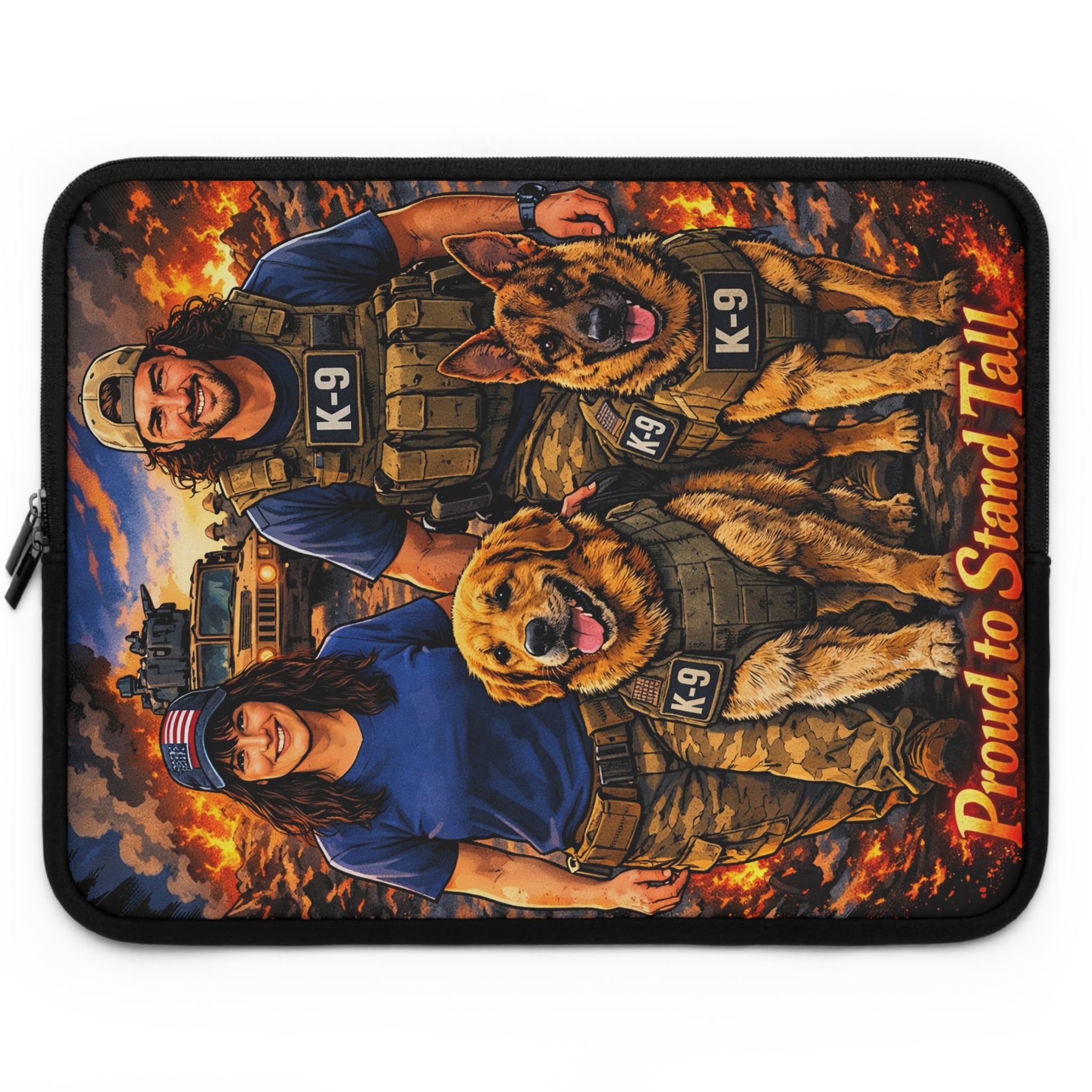 Proud to Stand Tall K-9 Handler Laptop Sleeve — Patriotic Military Dog Protector