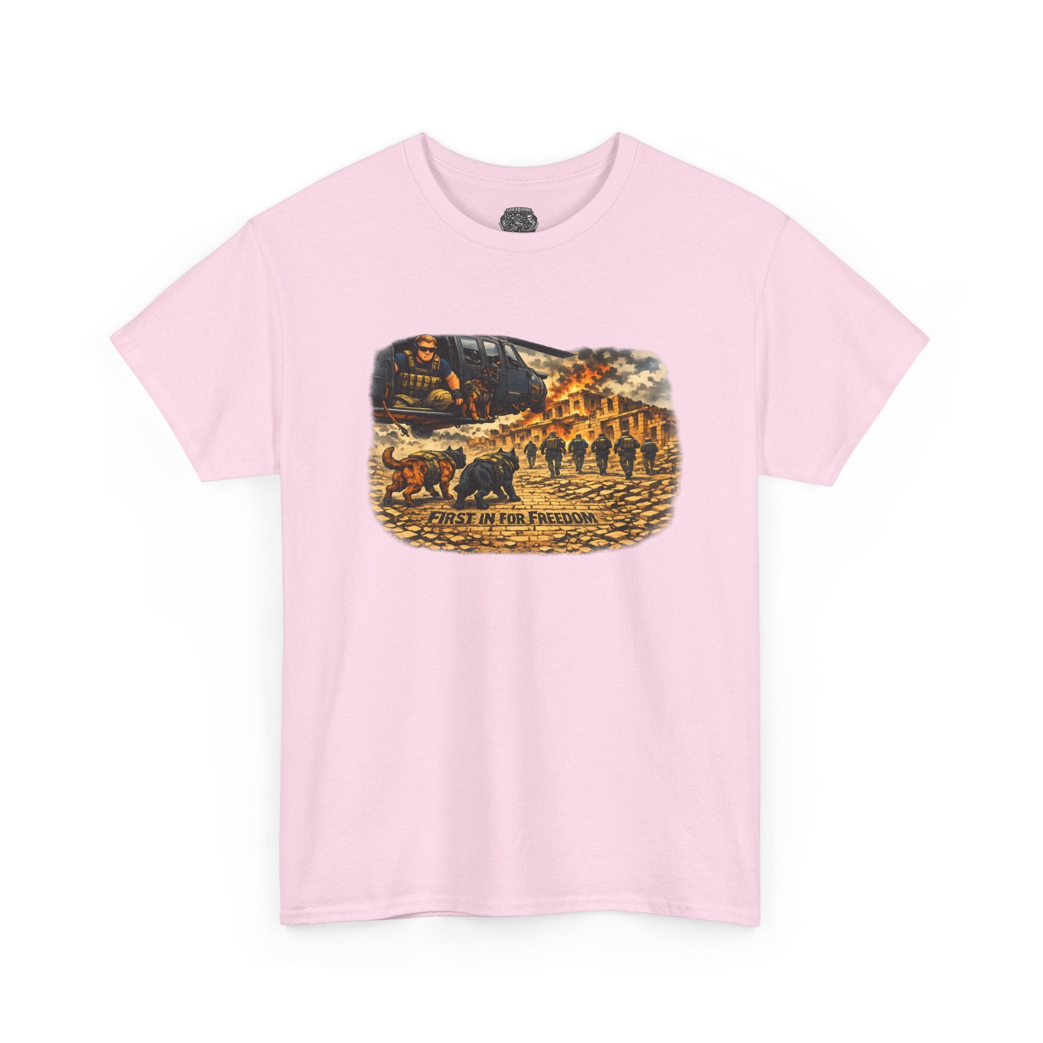 Military K-9 Freedom T-Shirt – "The First In to Battle" Graphic Tee