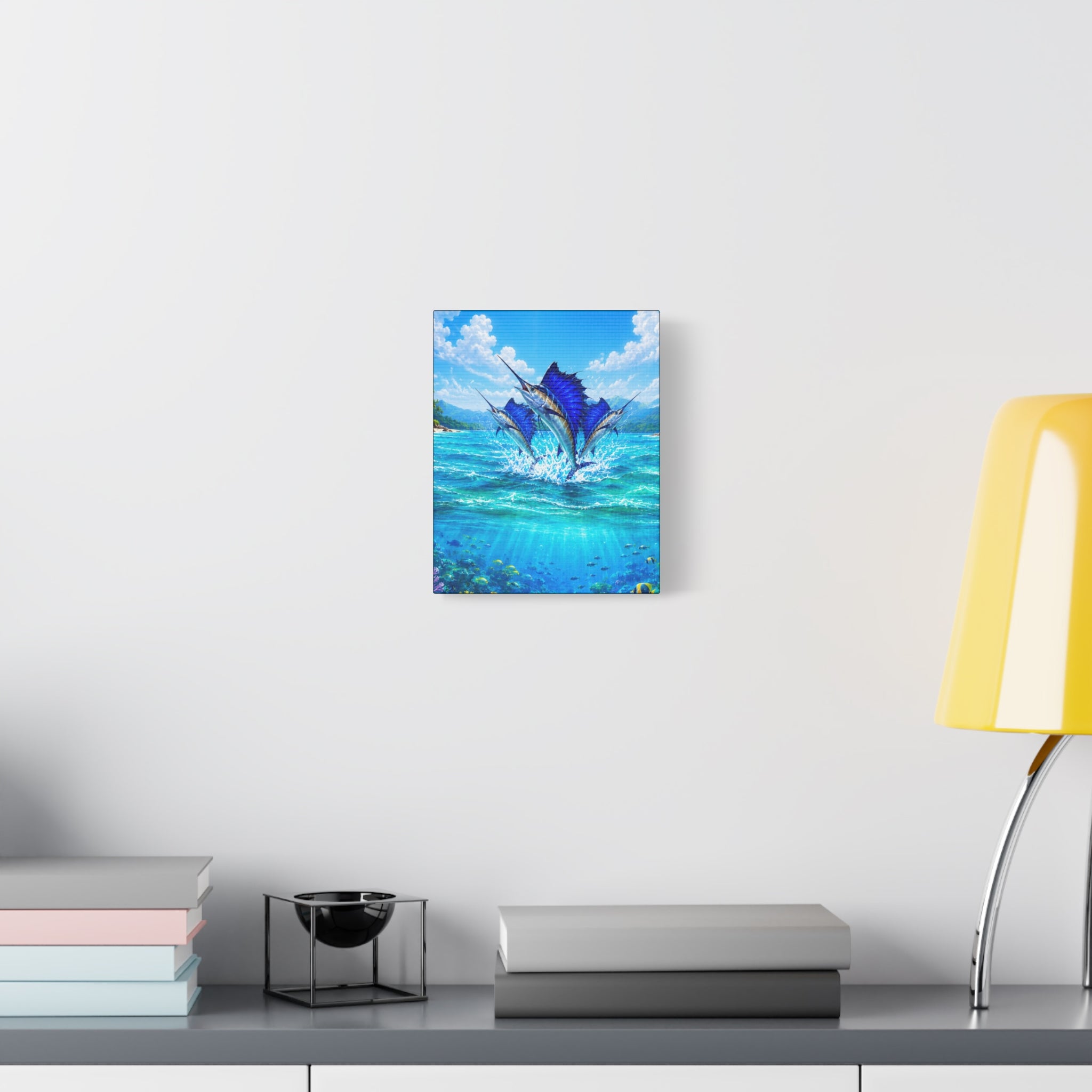 Sailfish Ocean Canvas Wall Art — Vibrant Blue Tropical Seascape