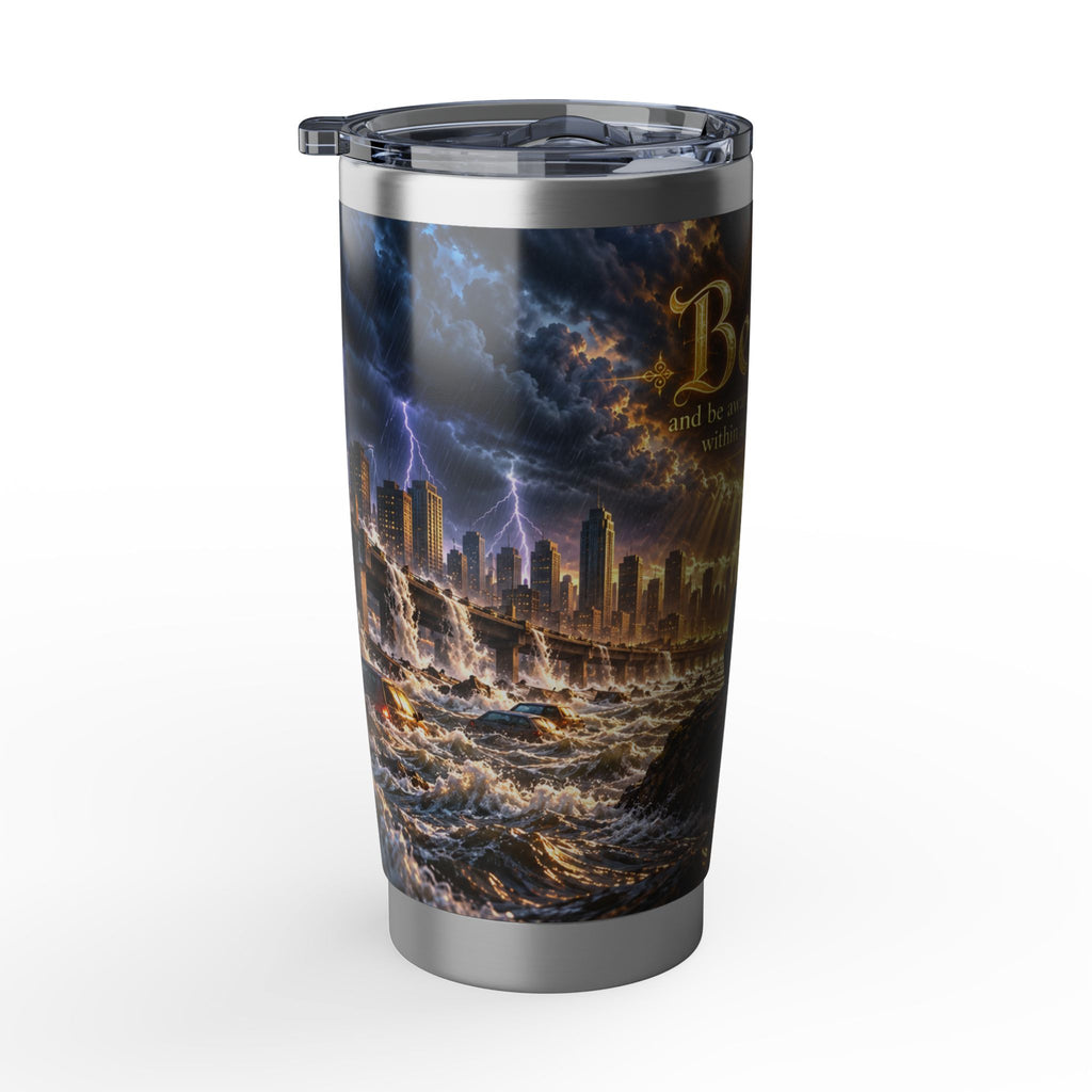 Be Still 20oz Tumbler — Inspirational Christian Travel Mug with Meditative Cityscape Design