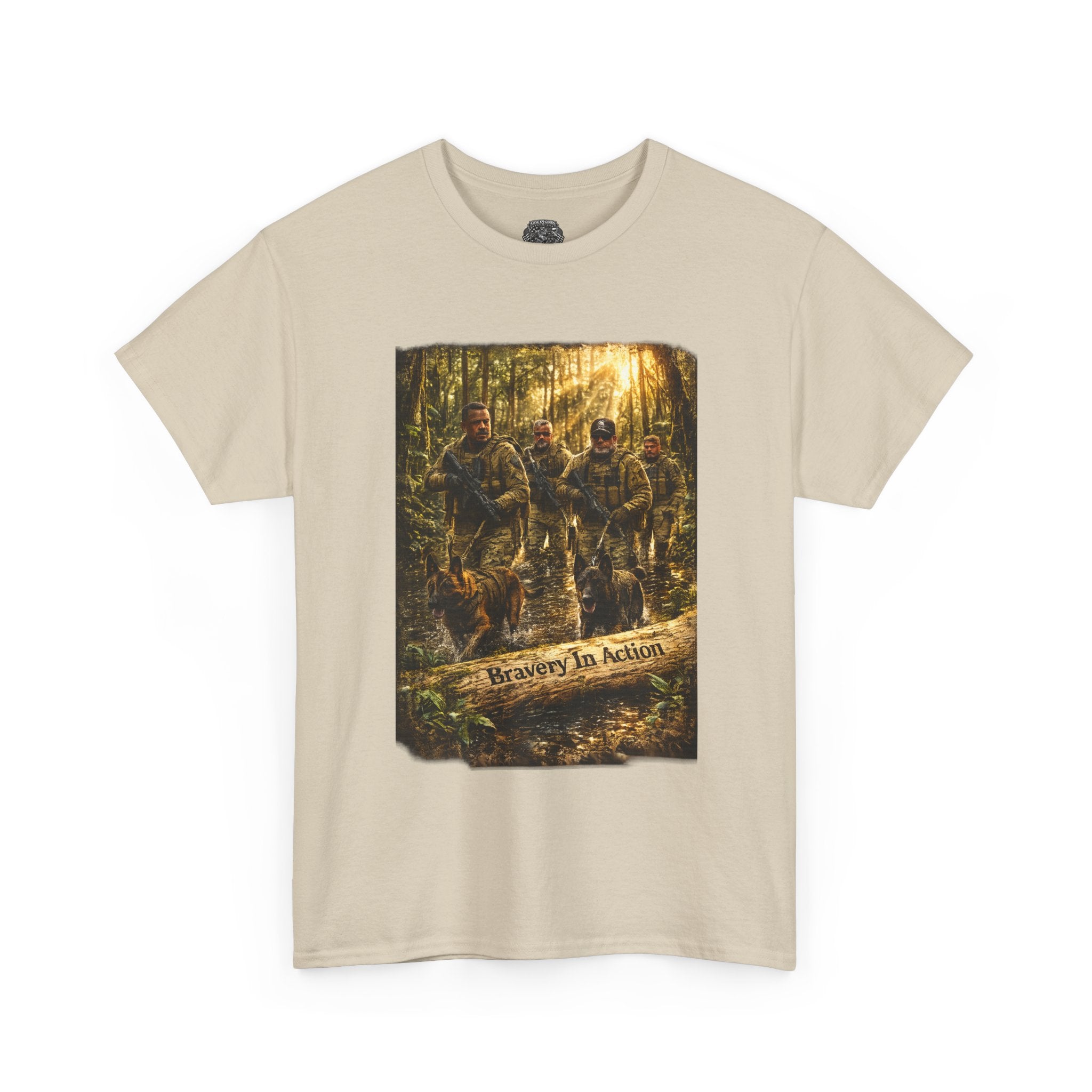 Hunting  K-9 Military Crew Tee — " Service In Action" Forest Camouflage Graphic