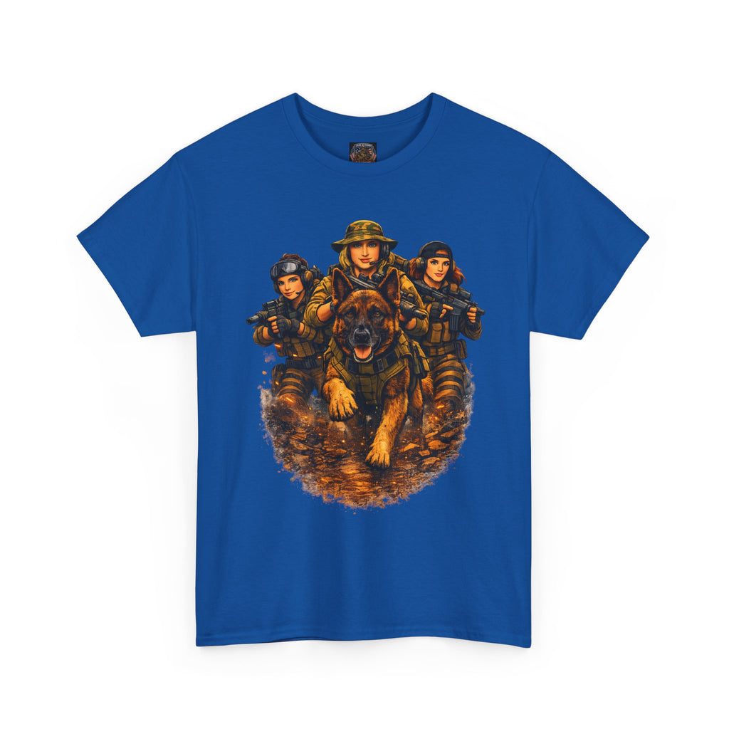 Military Women Portrait T-Shirt — Female Soldier K-9 Squad Graphic Tee