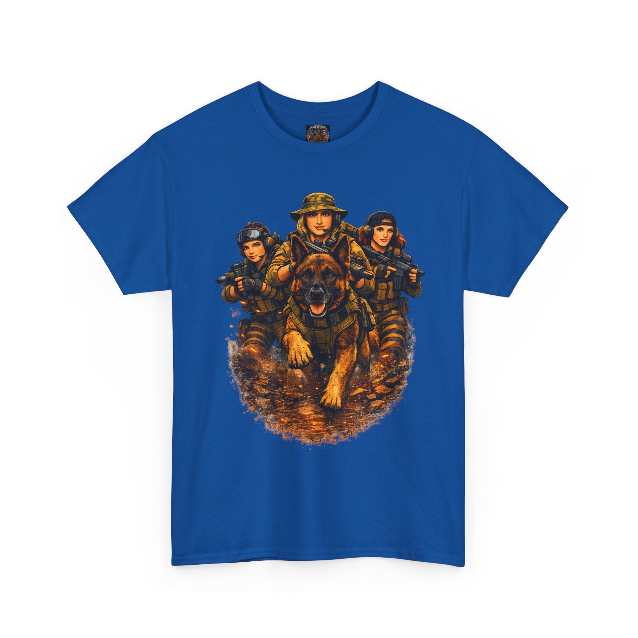 Military Women Portrait T-Shirt — Female Soldier K-9 Squad Graphic Tee