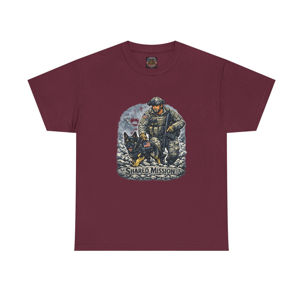 Military K9 T‑Shirt – 'Shared Mission' Soldier & German Shepherd Tribute Tee