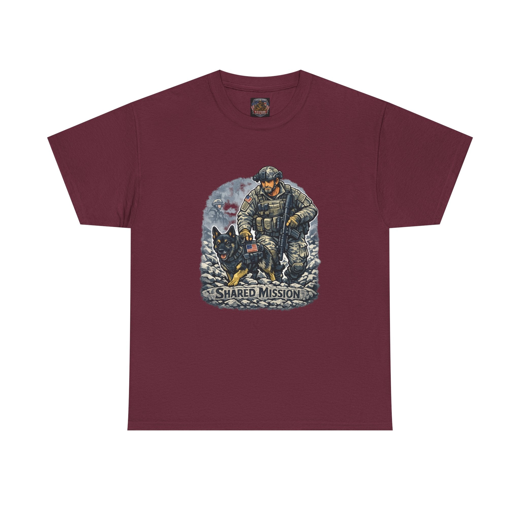 Military K9 T‑Shirt – 'Shared Mission' Soldier & German Shepherd Tribute Tee