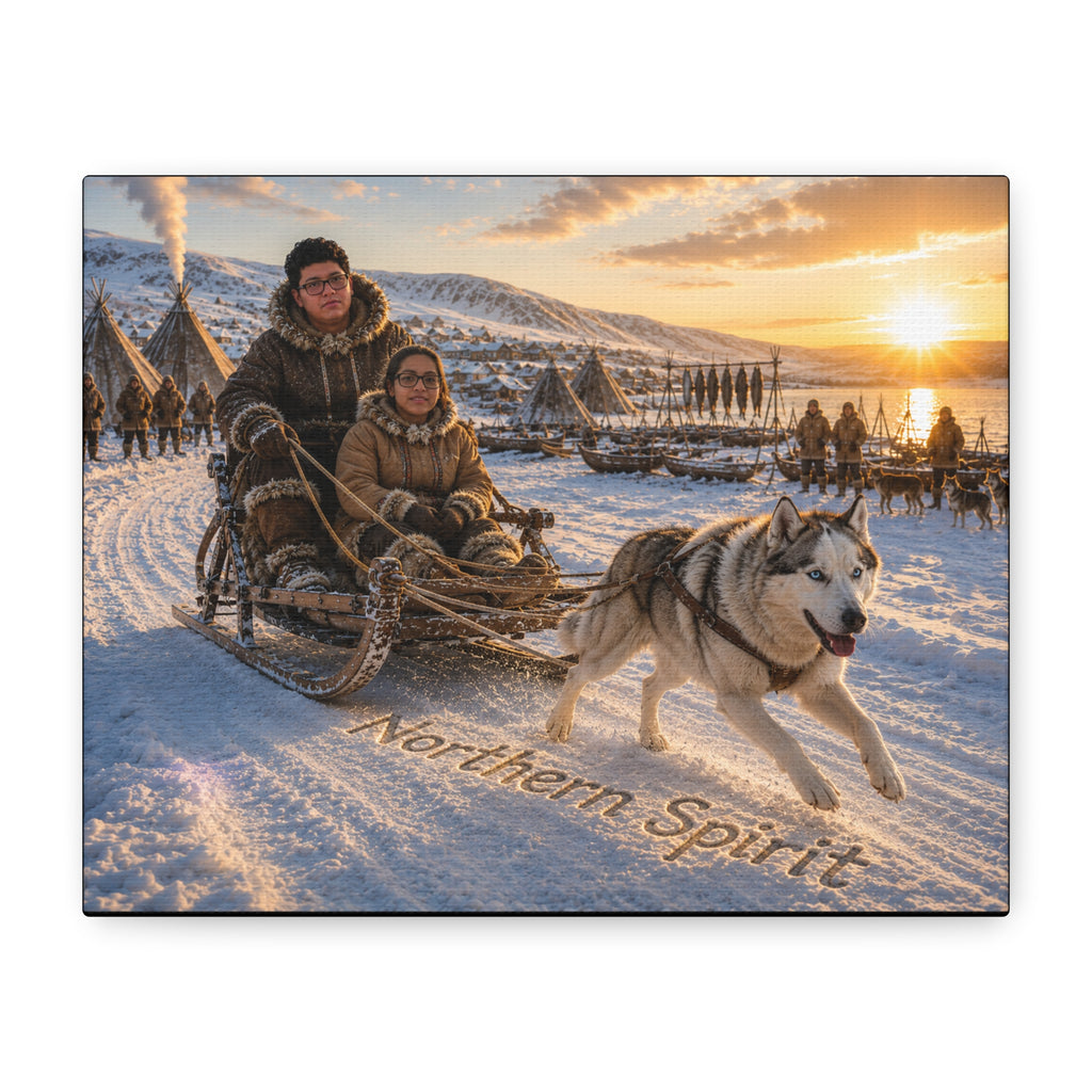 Northern Spirit Husky Sled Matte Canvas Print