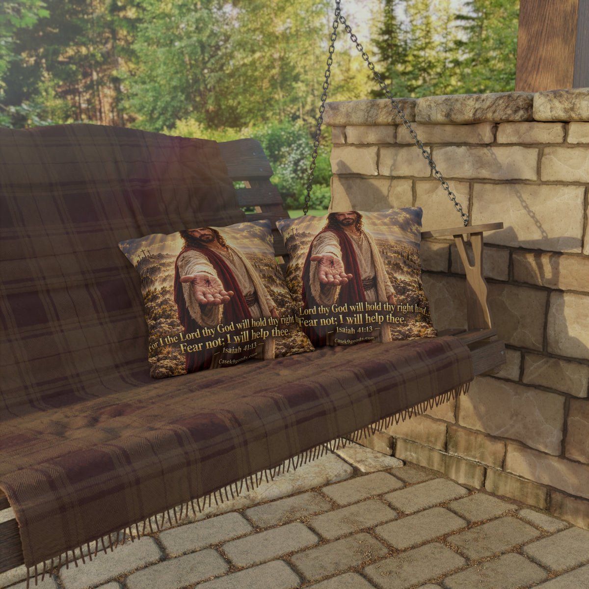 Outdoor Pillow — Isaiah 41:13 Jesus Outreach Decorative Throw Pillow
