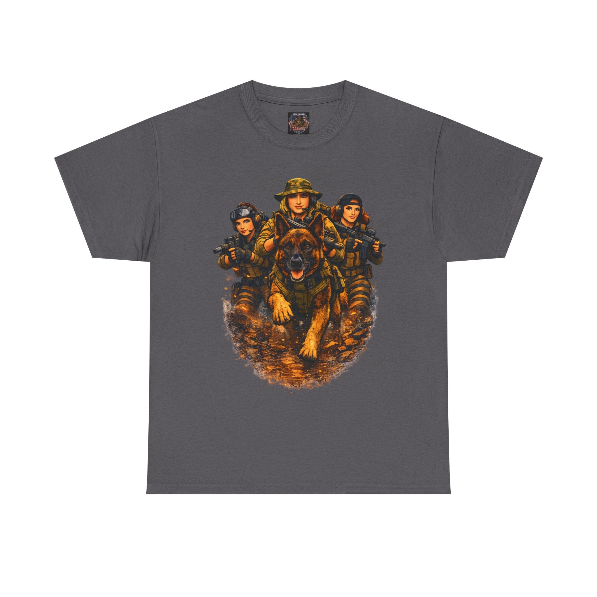 Military Women Portrait T-Shirt — Female Soldier K-9 Squad Graphic Tee