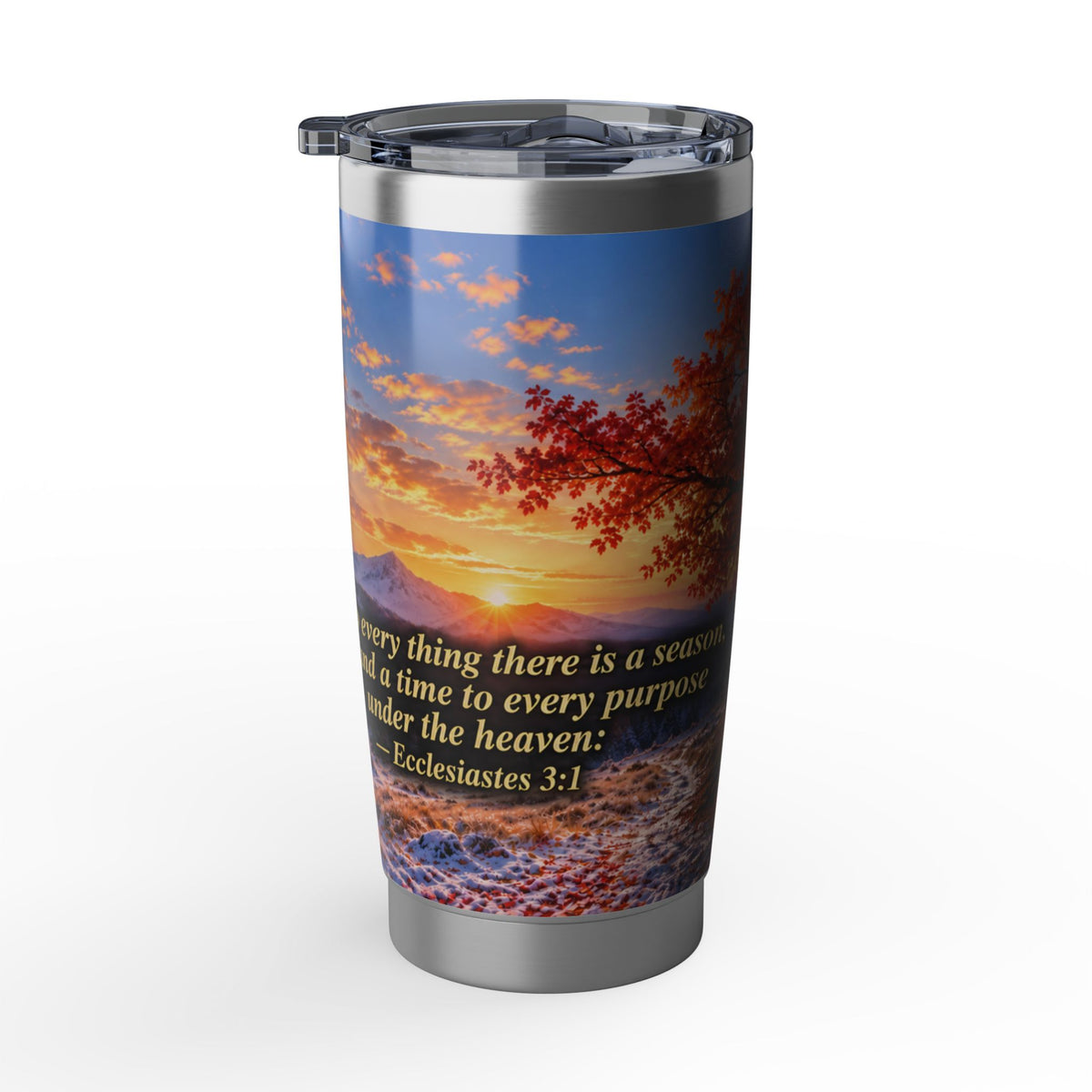 Inspirational  Scripture Autumn Tree 20oz Tumbler — "To every thing there is a season" Travel Mug