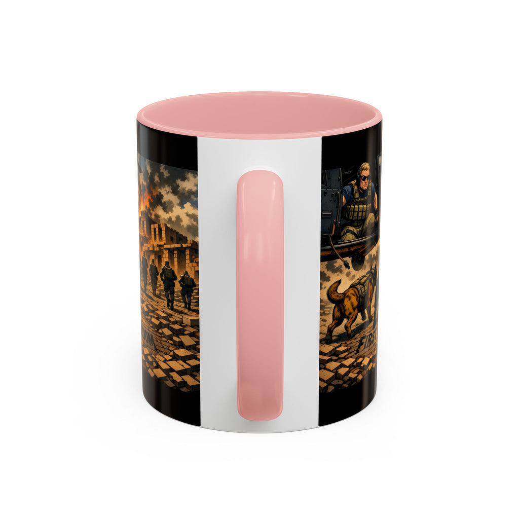 Military K9 Coffee Mug — 'First In for Freedom' Accent Ceramic Mug