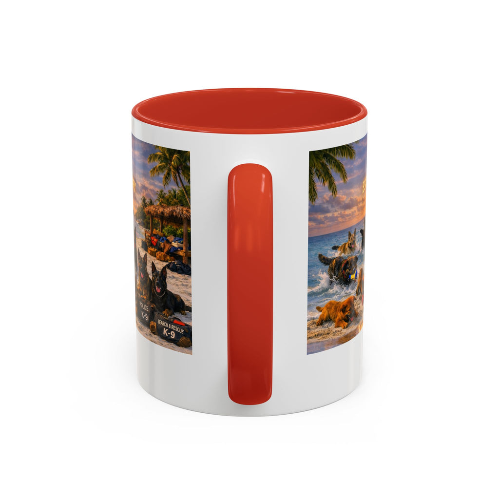 Dutch Shepherd Beach Coffee Mug — "Escape Is Temporary" Accent Mug (11/15oz)