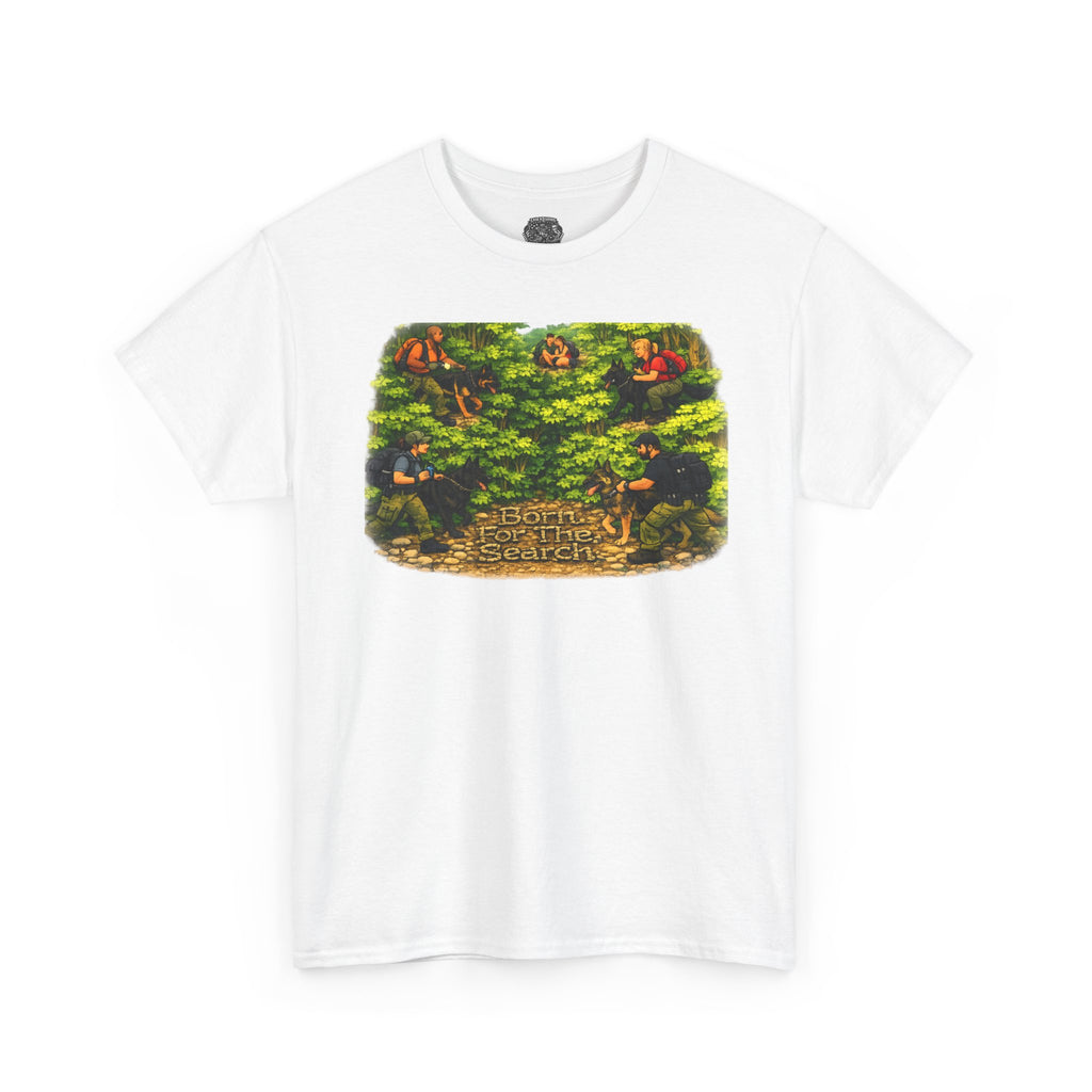 K9 Forest Rescue Scene T‑Shirt — Vintage Pixel Rescue Adventure Tee