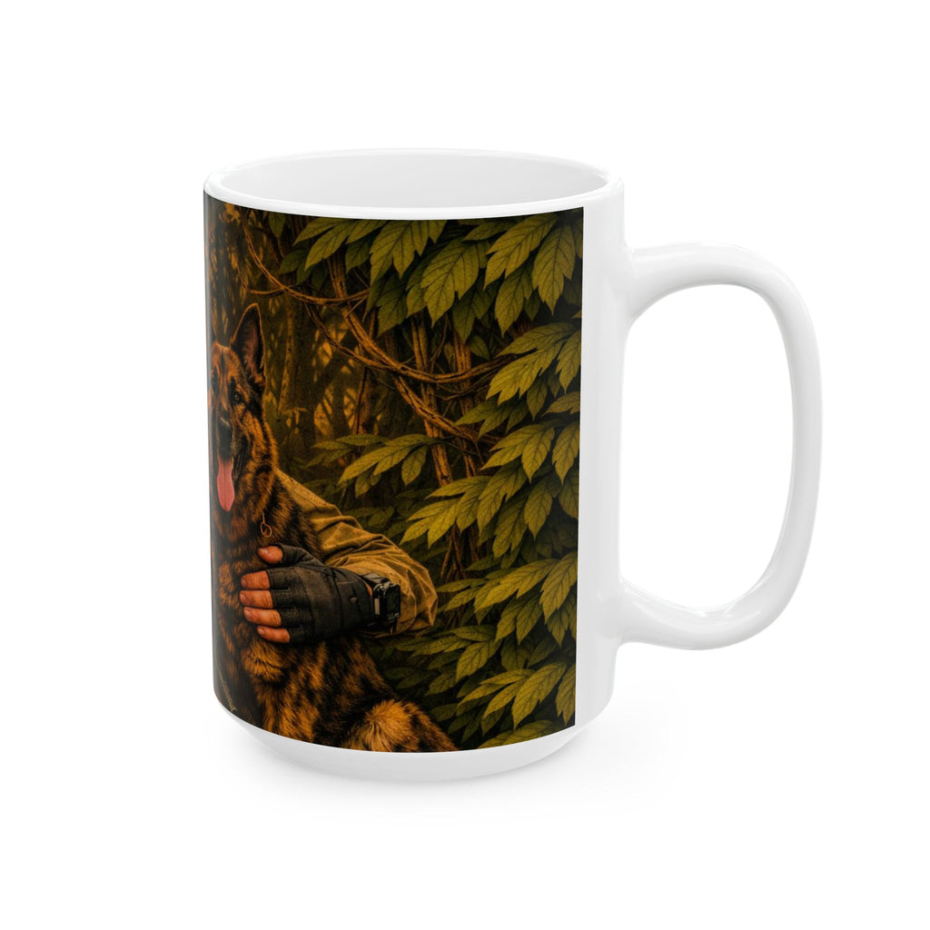 Tactical Soldier & K9 Ceramic Mug — Military Dog Lover Coffee Cup (11oz, 15oz)
