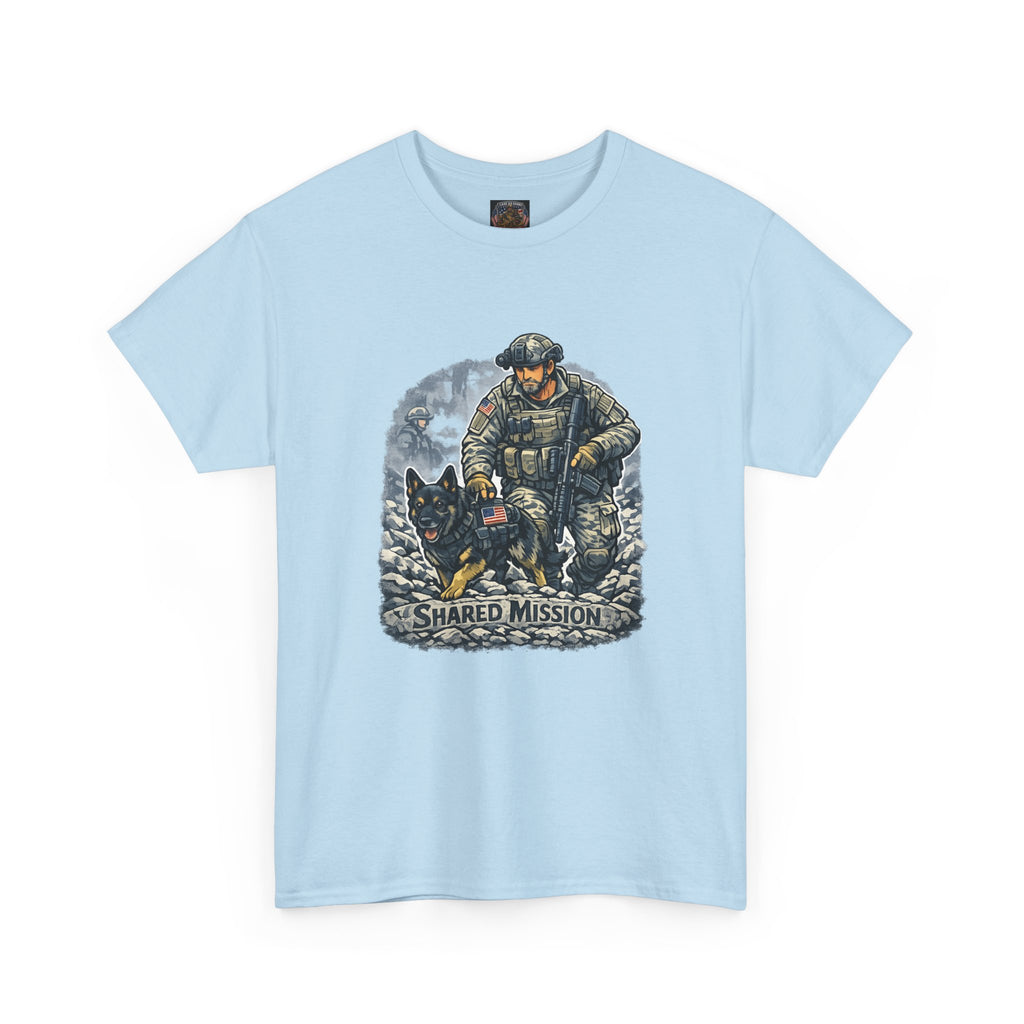 Military K9 T‑Shirt – 'Shared Mission' Soldier & German Shepherd Tribute Tee