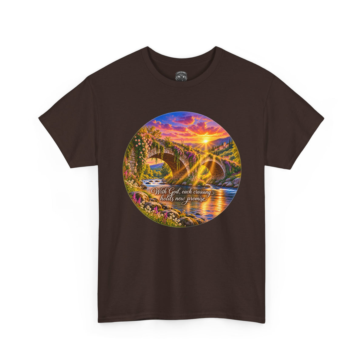 Inspirational Sunset Bridge Scenic T-Shirt — 'Faithful' Roadtrip Nature Tee