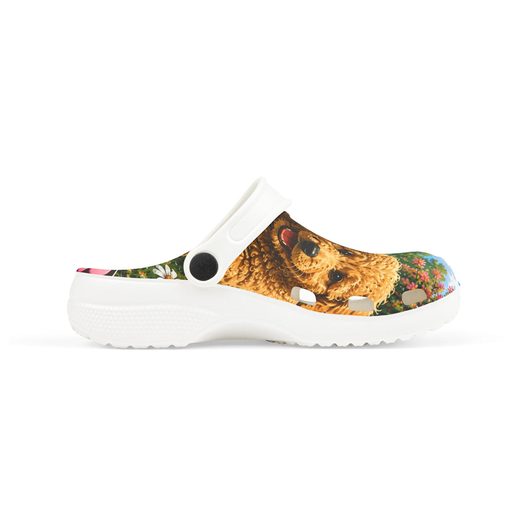 Kids' Puppy Doodle Garden Foam Clogs – Cute Dog Print EVA Slip‑Ons