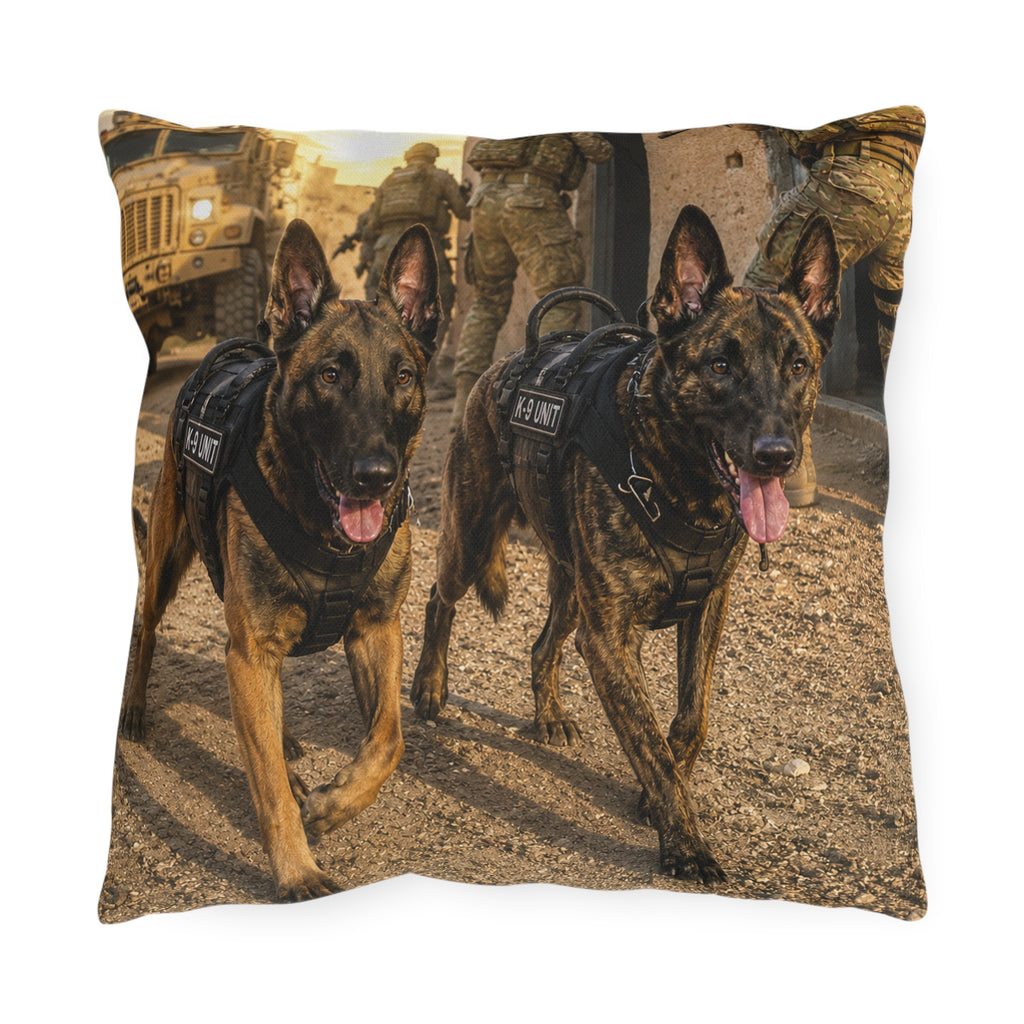 K9 Tactical Belgian Malinois Outdoor Pillow – Military Working Dog Decorative Cushion