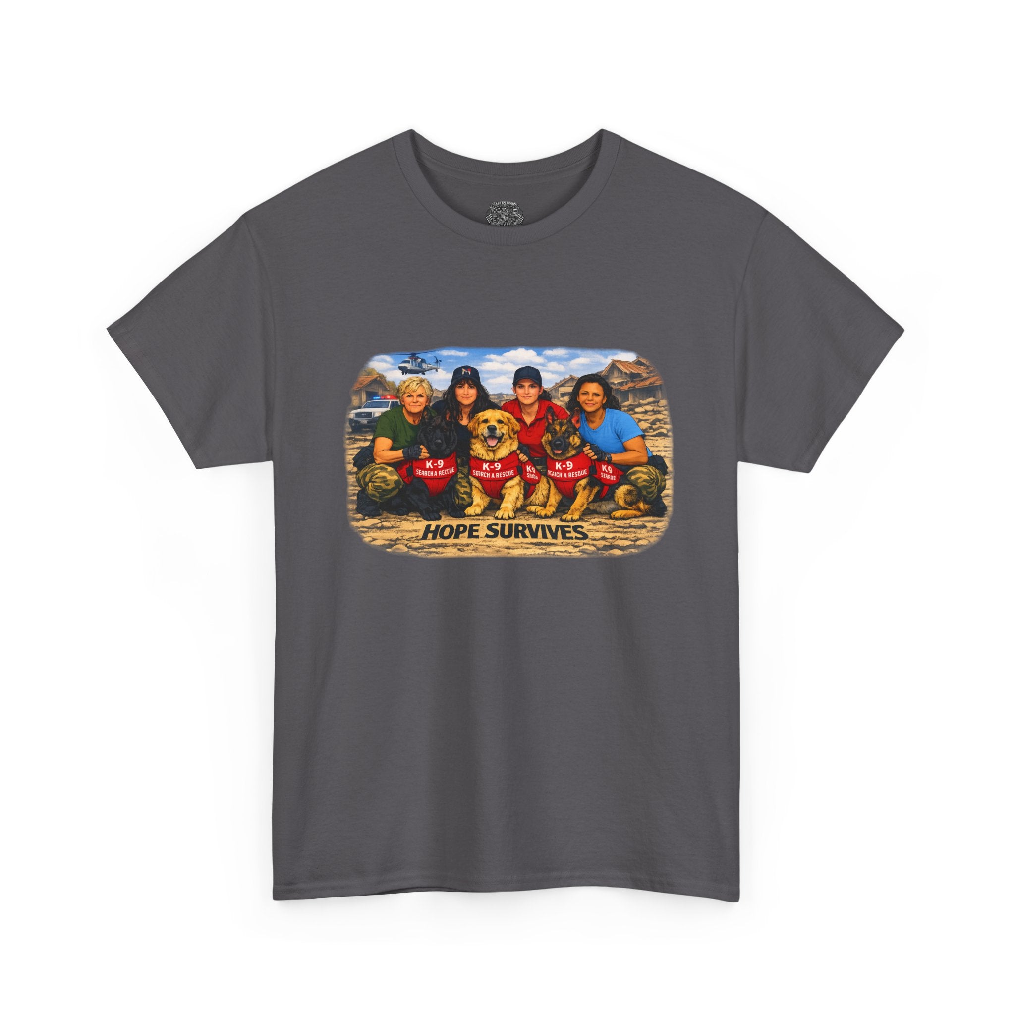 T‑Shirt — "Hope Survives" Family K-9 Rescue Scene Graphic Tee