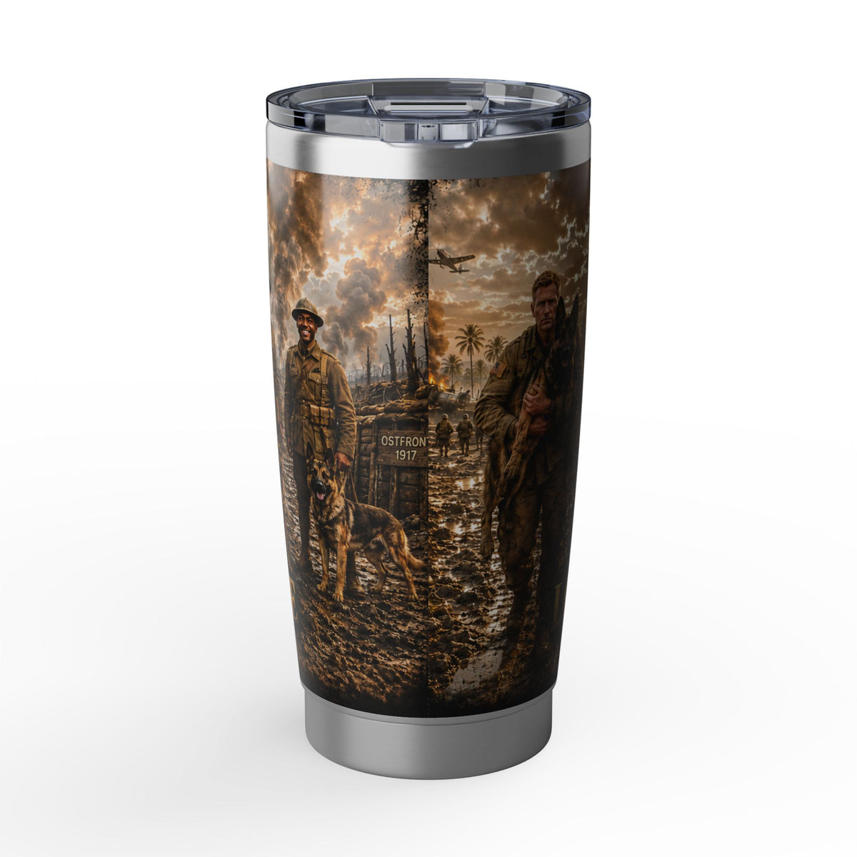 Military Veteran Travel Tumbler — 'Duty Under Fire' Insulated 20oz