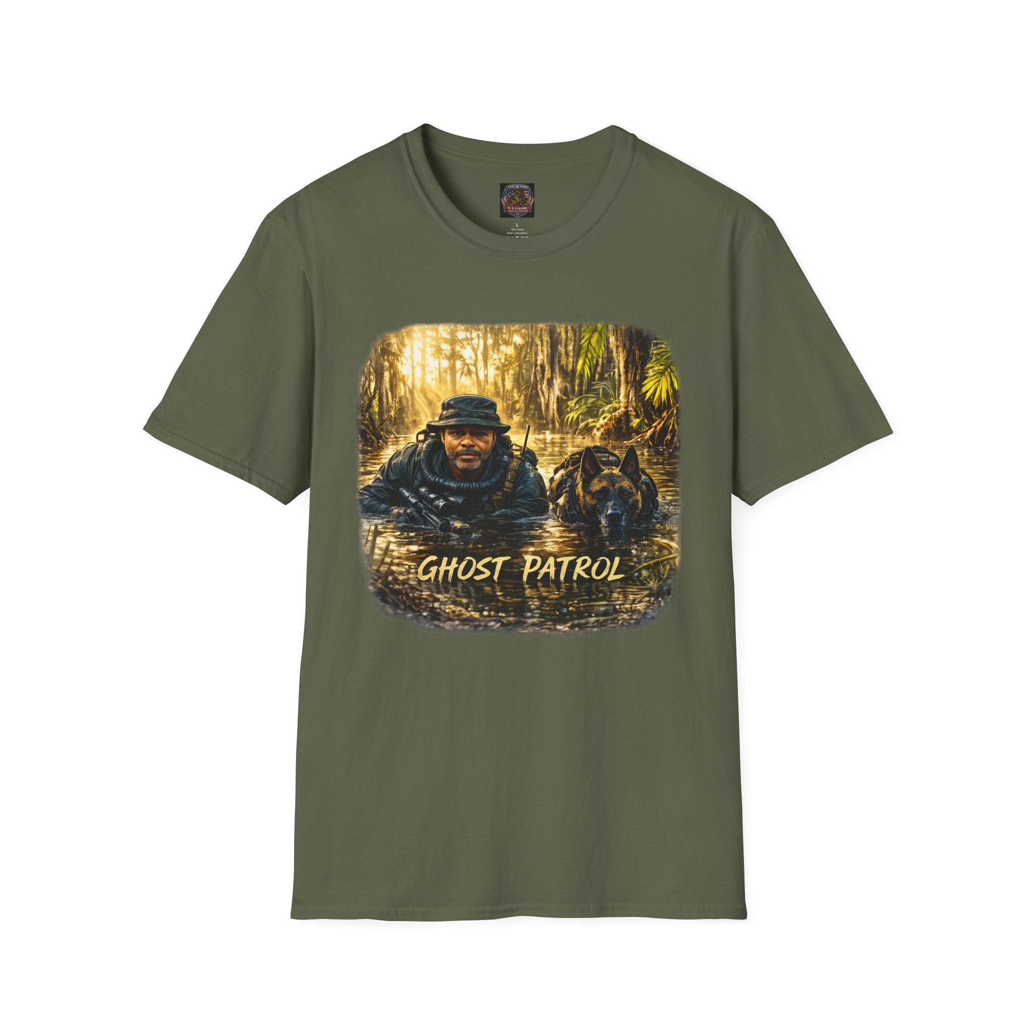 Ghost Patrol T‑Shirt — Tactical Swamp K-9 Rescue Graphic Tee