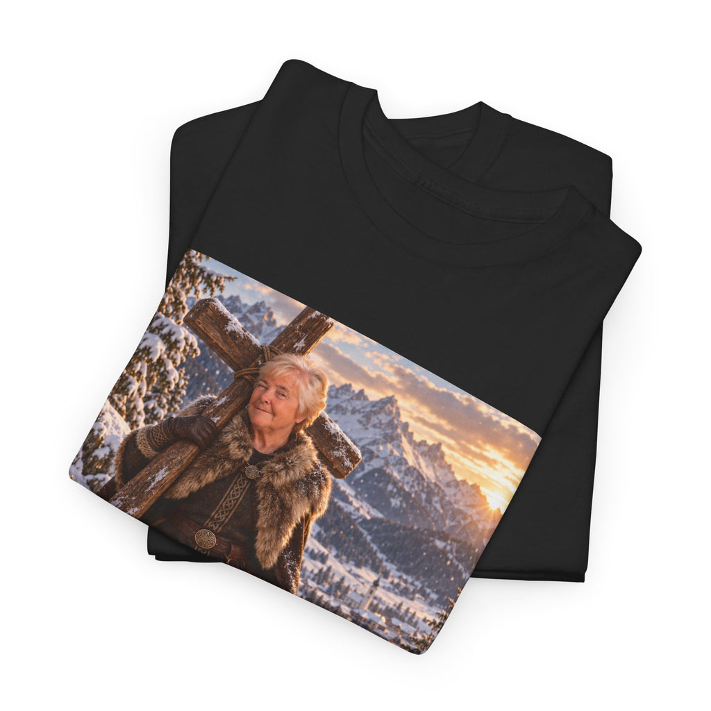 Winter Faith Warrior T‑Shirt — Explorer with Malinois Dog Scenic Graphic Tee