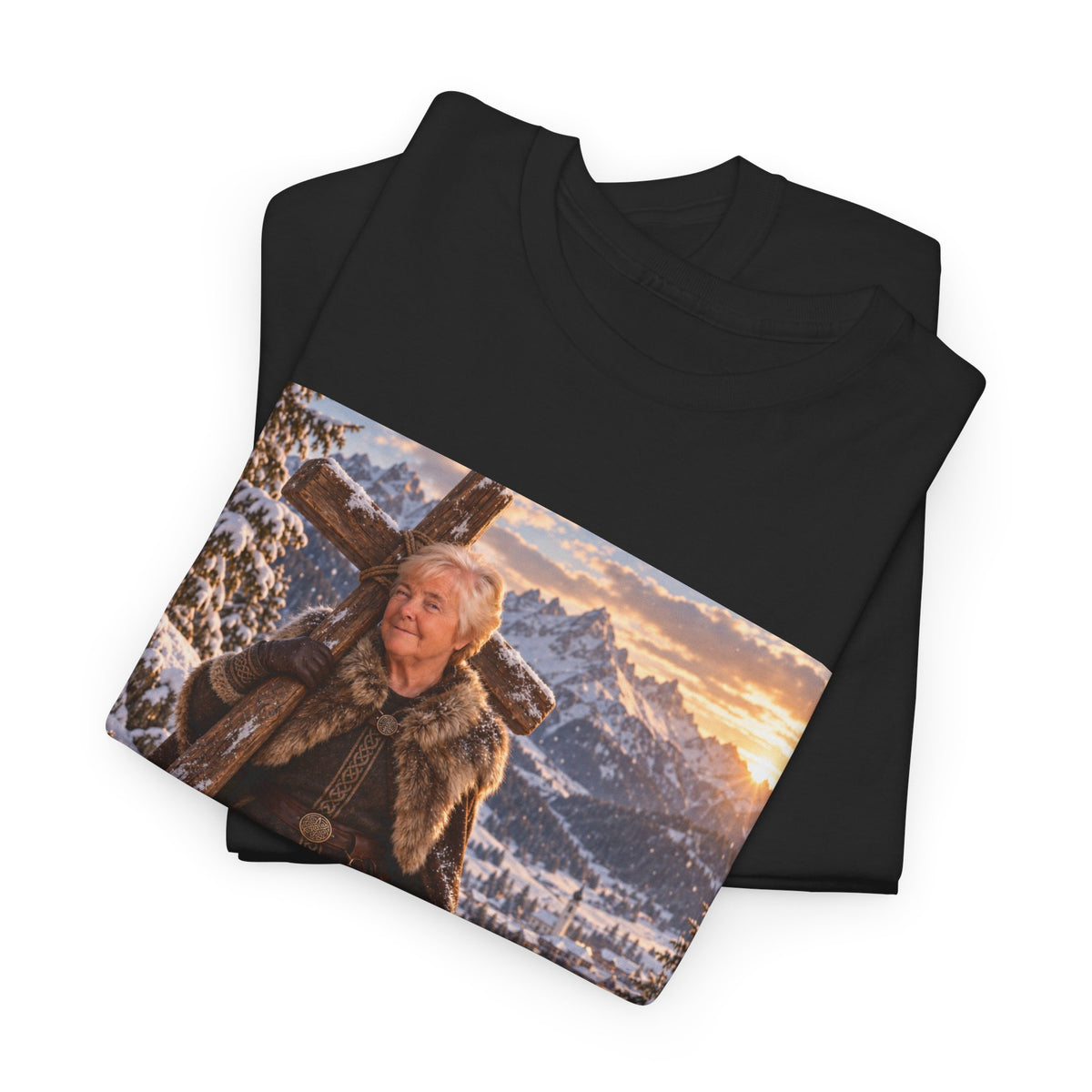 Winter Faith Warrior T‑Shirt — Explorer with Malinois Dog Scenic Graphic Tee