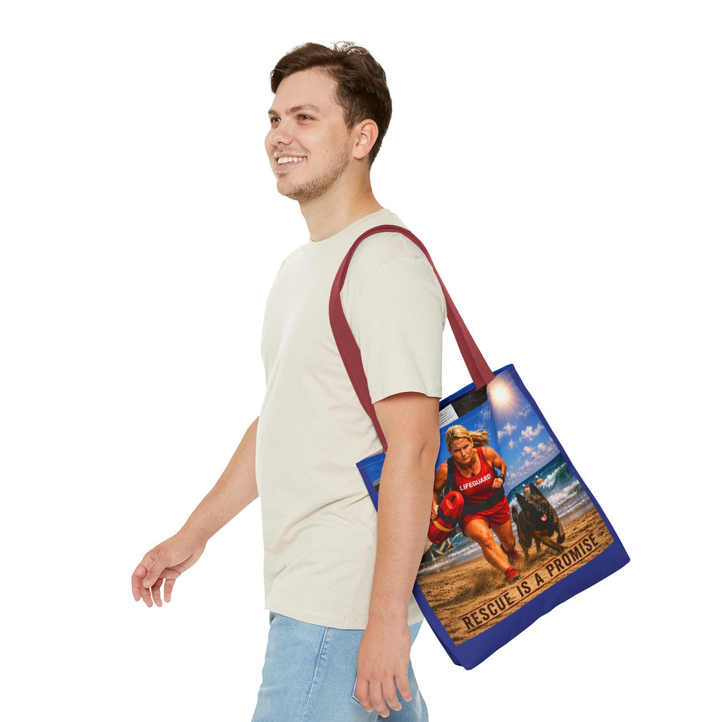 Lifeguard Rescue Tote Bag – "Rescue Is a Promise" Beach Tote