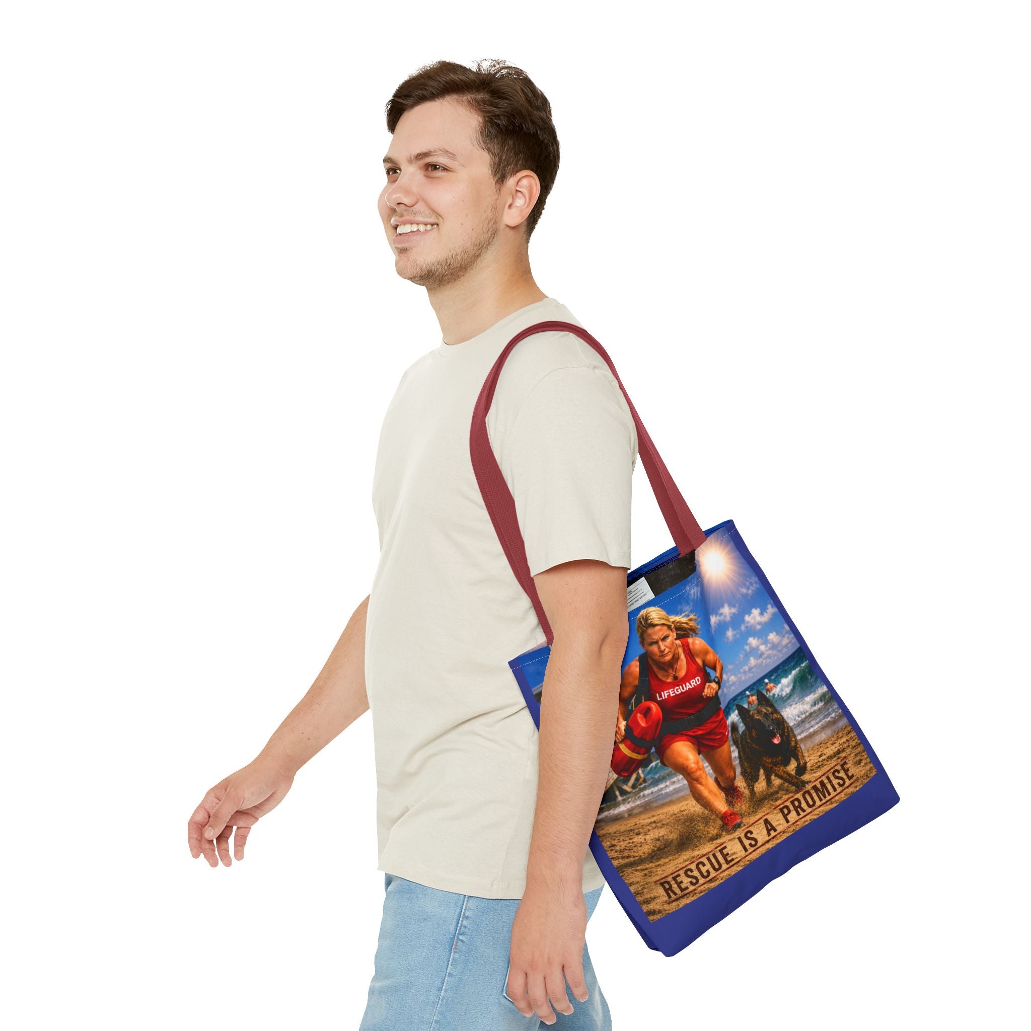 Lifeguard Rescue Tote Bag – "Rescue Is a Promise" Beach Tote