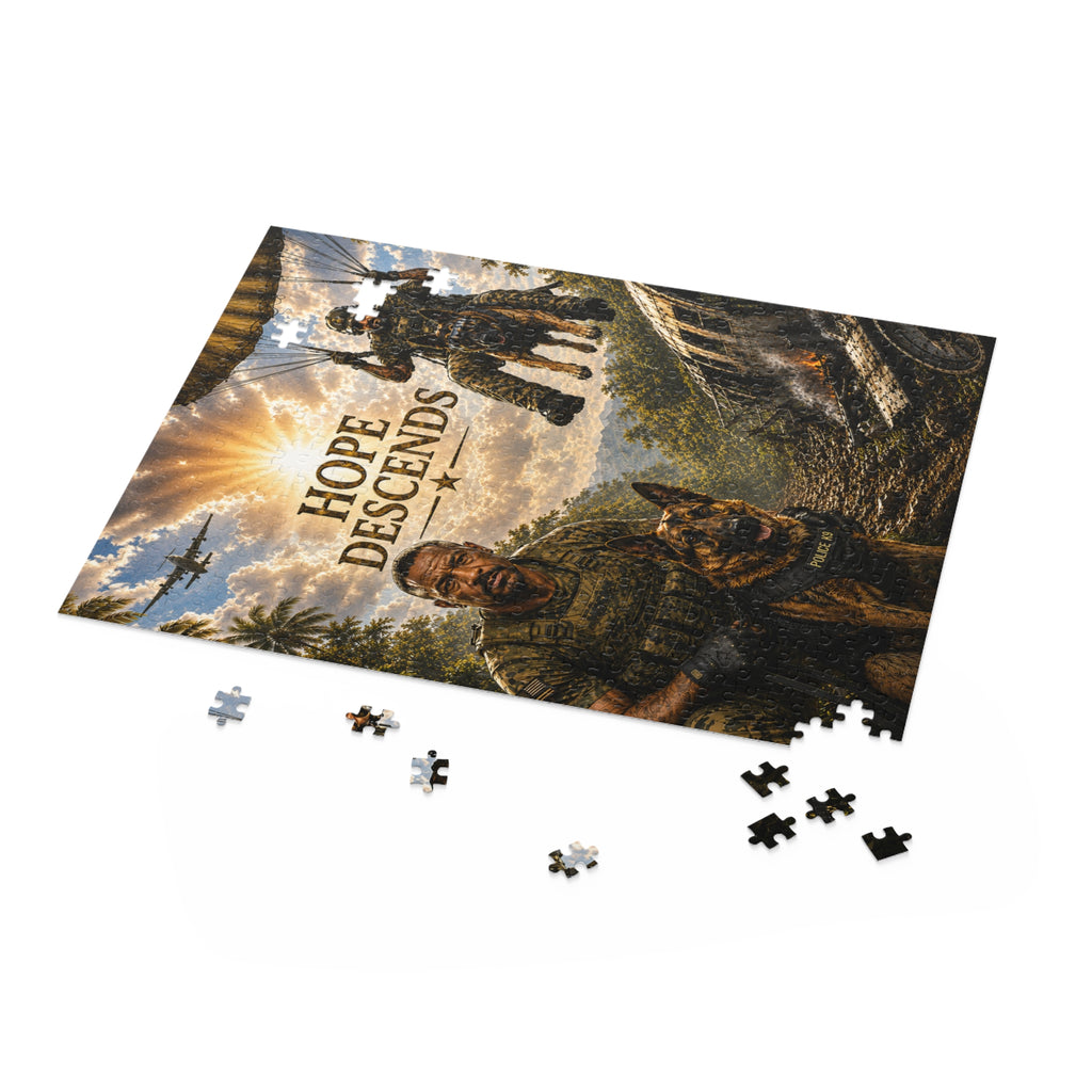Hope Descends Military Puzzle — Soldier & K9 Paratrooper 120/252/500-Piece