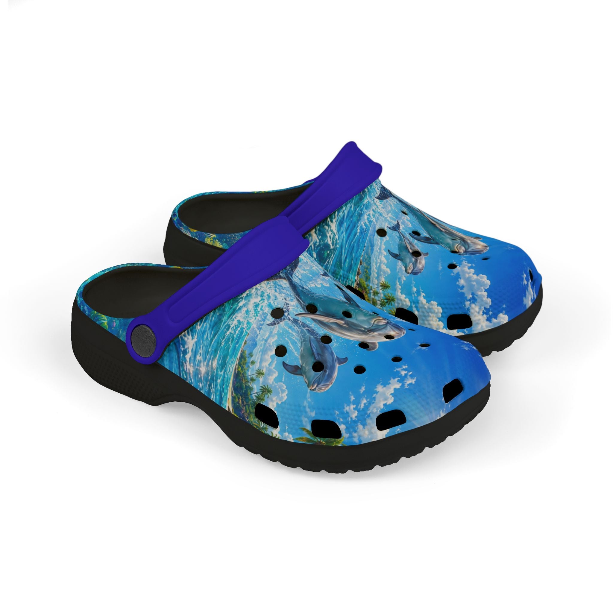 Kids Dolphin Foam Clogs — Blue Ocean Splash EVA Sandals