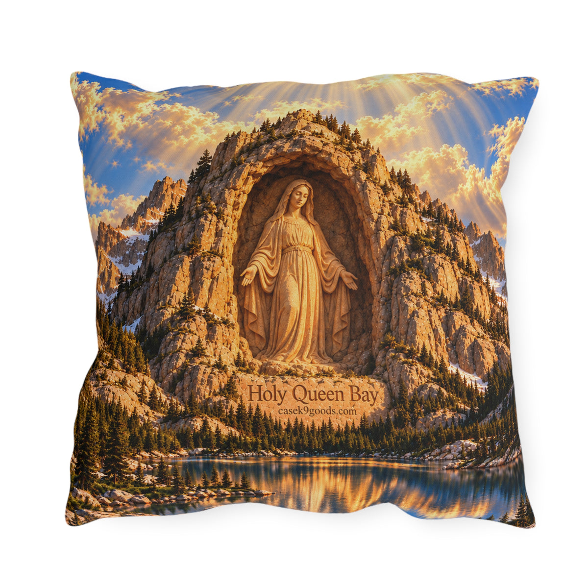 Holy Queen Bay Virgin Mary Religious Outdoor Pillow