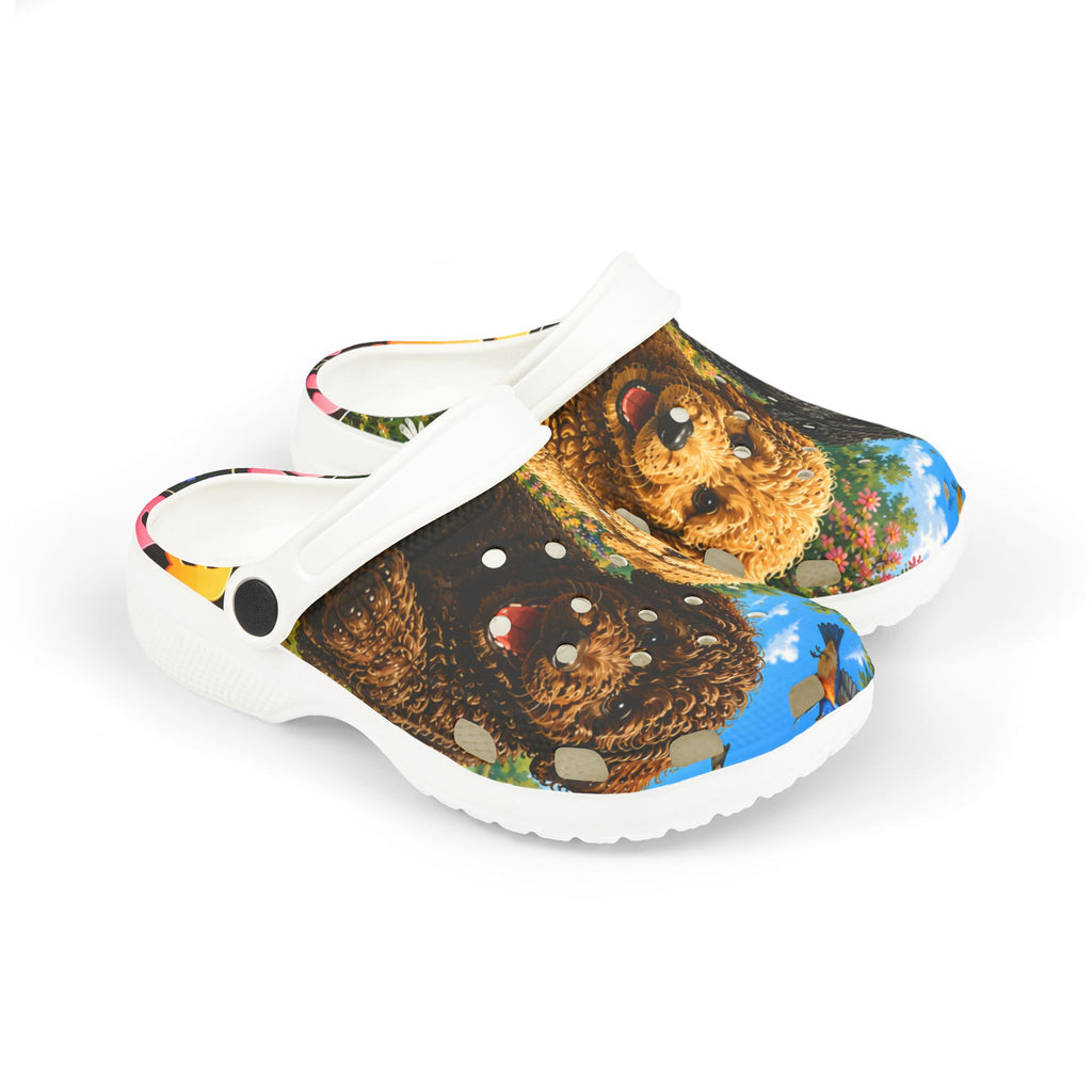 Kids' Puppy Doodle Garden Foam Clogs – Cute Dog Print EVA Slip‑Ons
