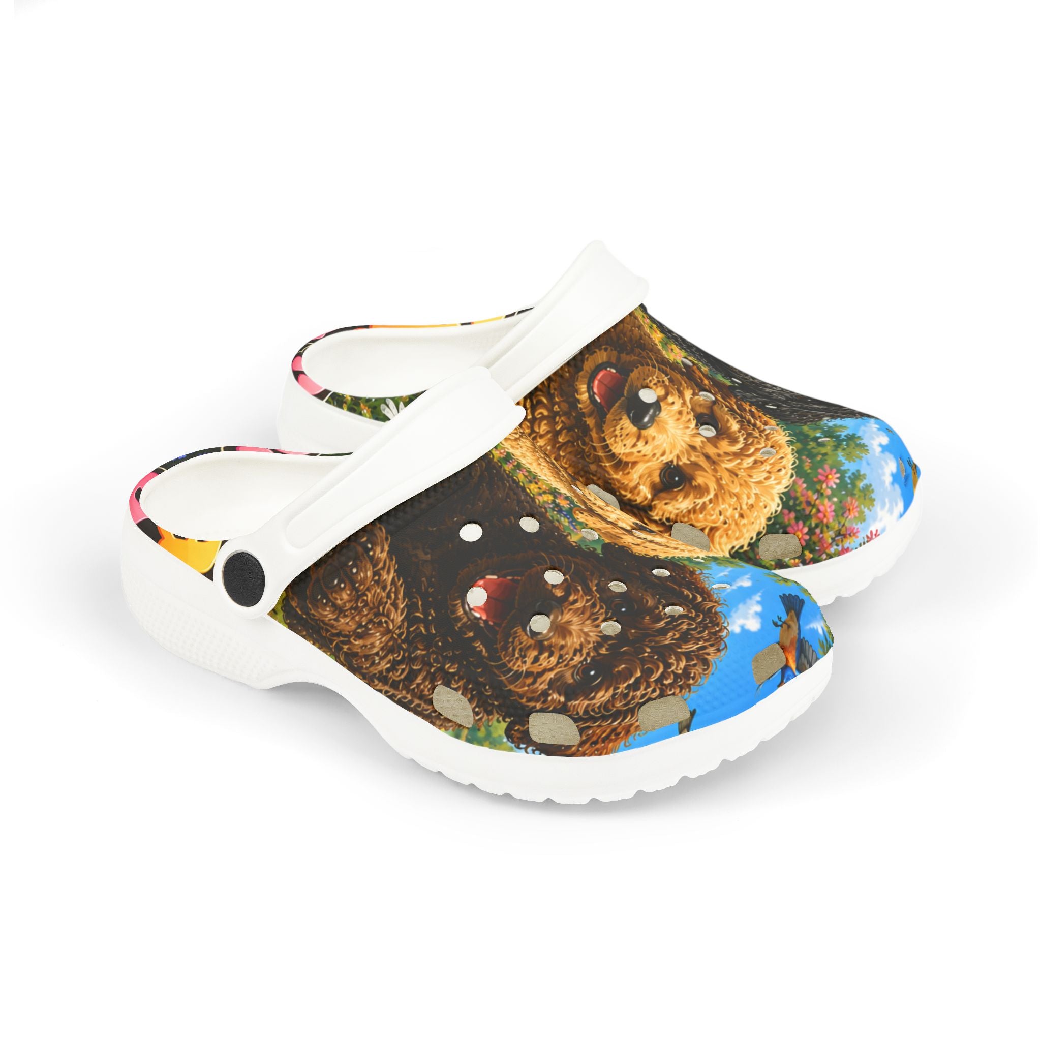 Kids' Puppy Doodle Garden Foam Clogs – Cute Dog Print EVA Slip‑Ons