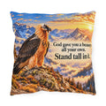 Outdoor Pillow – Majestic Vulture Mountain Sunset, “Stand Tall” Inspirational Quote