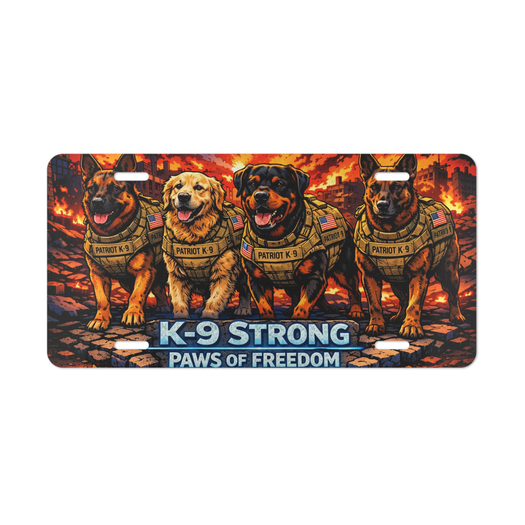 K-9 Strong Vanity Plate — "Paws of Freedom" Patriotic K9 Dog License Plate