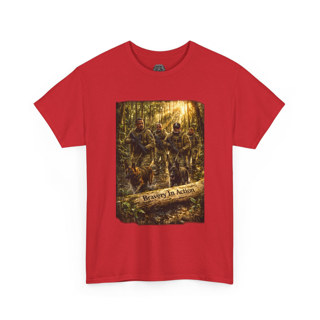 Hunting  K-9 Military Crew Tee — " Service In Action" Forest Camouflage Graphic