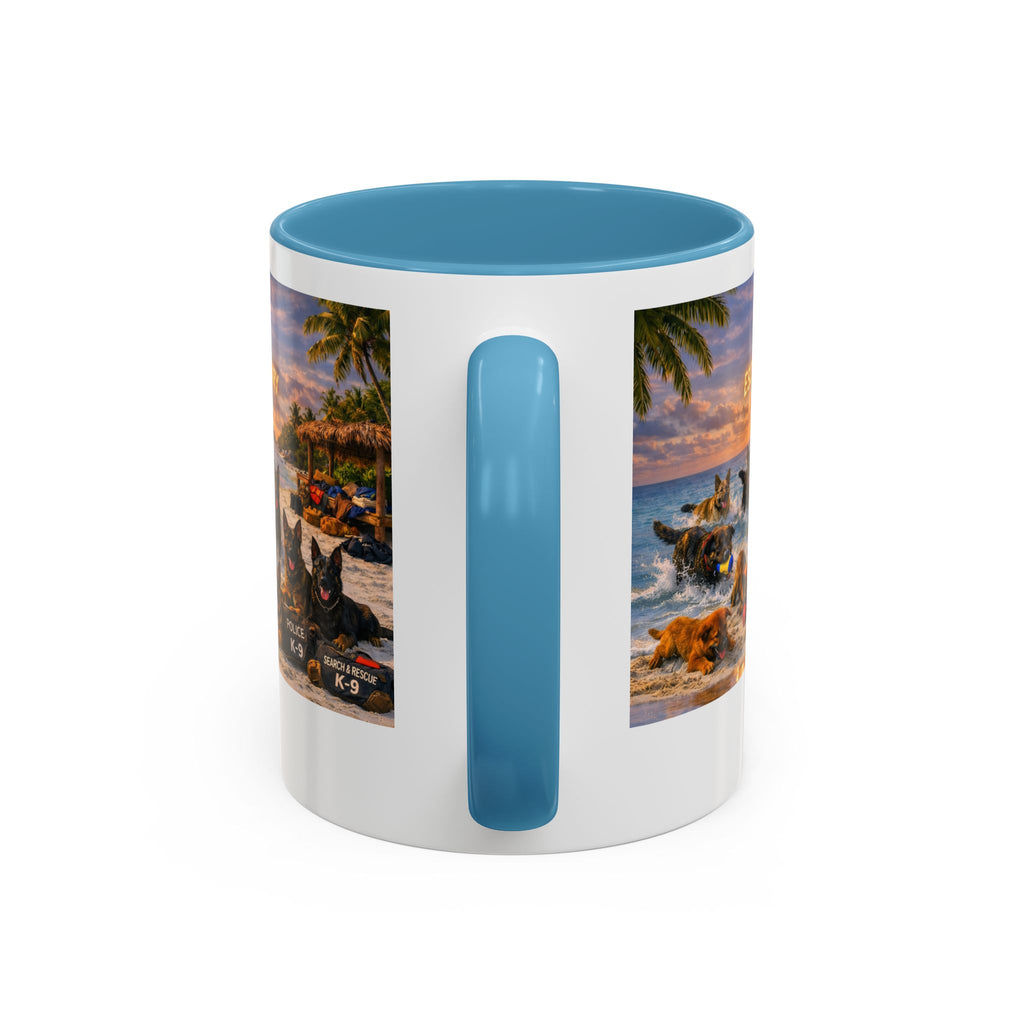 Dutch Shepherd Beach Coffee Mug — "Escape Is Temporary" Accent Mug (11/15oz)