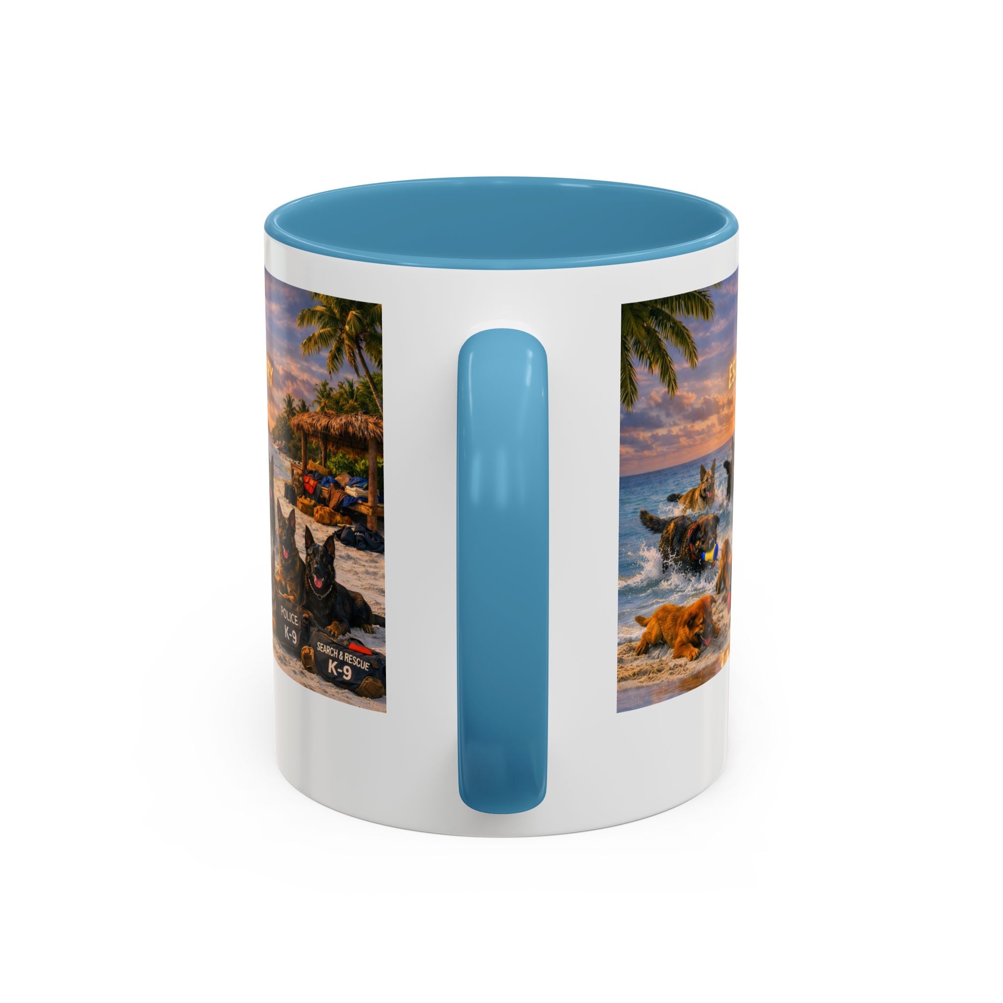Dutch Shepherd Beach Coffee Mug — "Escape Is Temporary" Accent Mug (11/15oz)