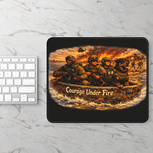 Courage Under Fire Gaming Mouse Pad — Military K-9 Veteran Tribute