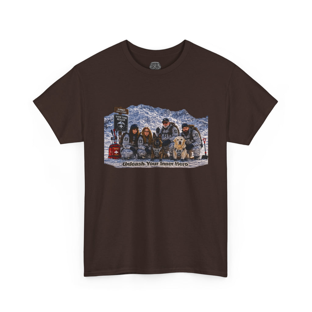 K-9 Rescue Ski Team Tee — 'Celebrate Your Inner Hero' Retro Winter Graphic T-Shirt